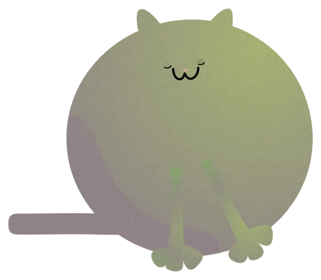 A green Catto settling down for a nap